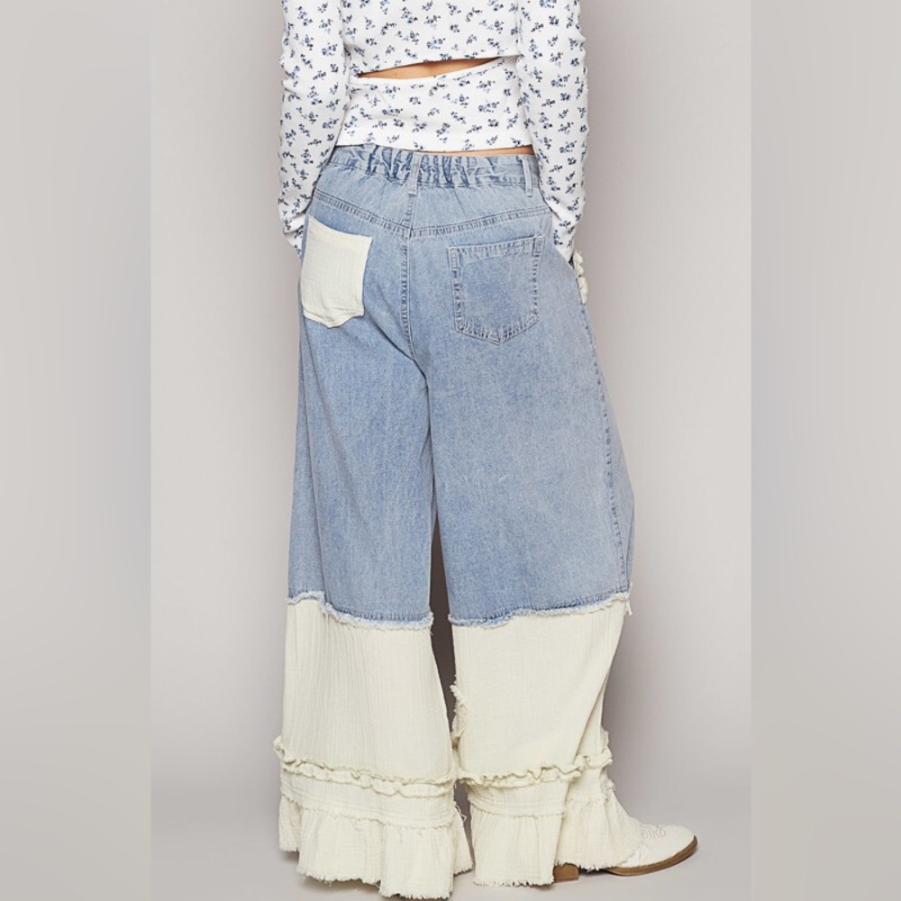 POL NWT Jeans Denim White Wide Leg Size Small - Large - Picture 2 of 2